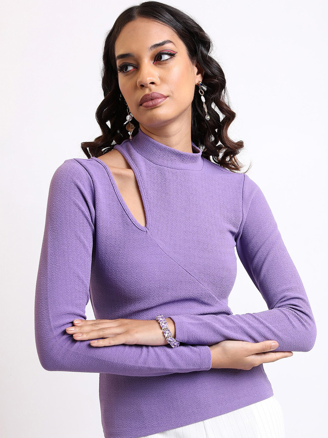 KETCH High Neck Cut Out Detail Full Sleeve Top