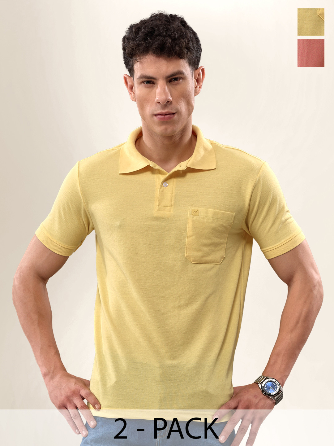 LUX NITRO Pack Of 2 Polo Collar Anti Odour Technology T-Shirt