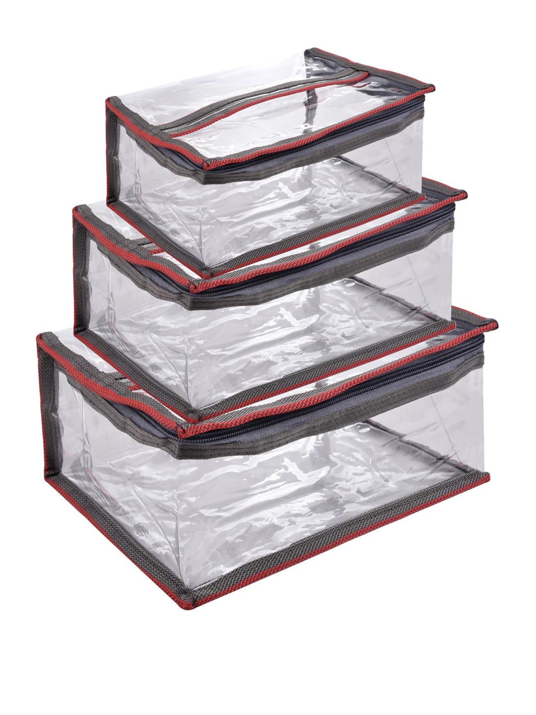 Kuber Industries Transparent 3 Pieces Makeup Organisers With Handle