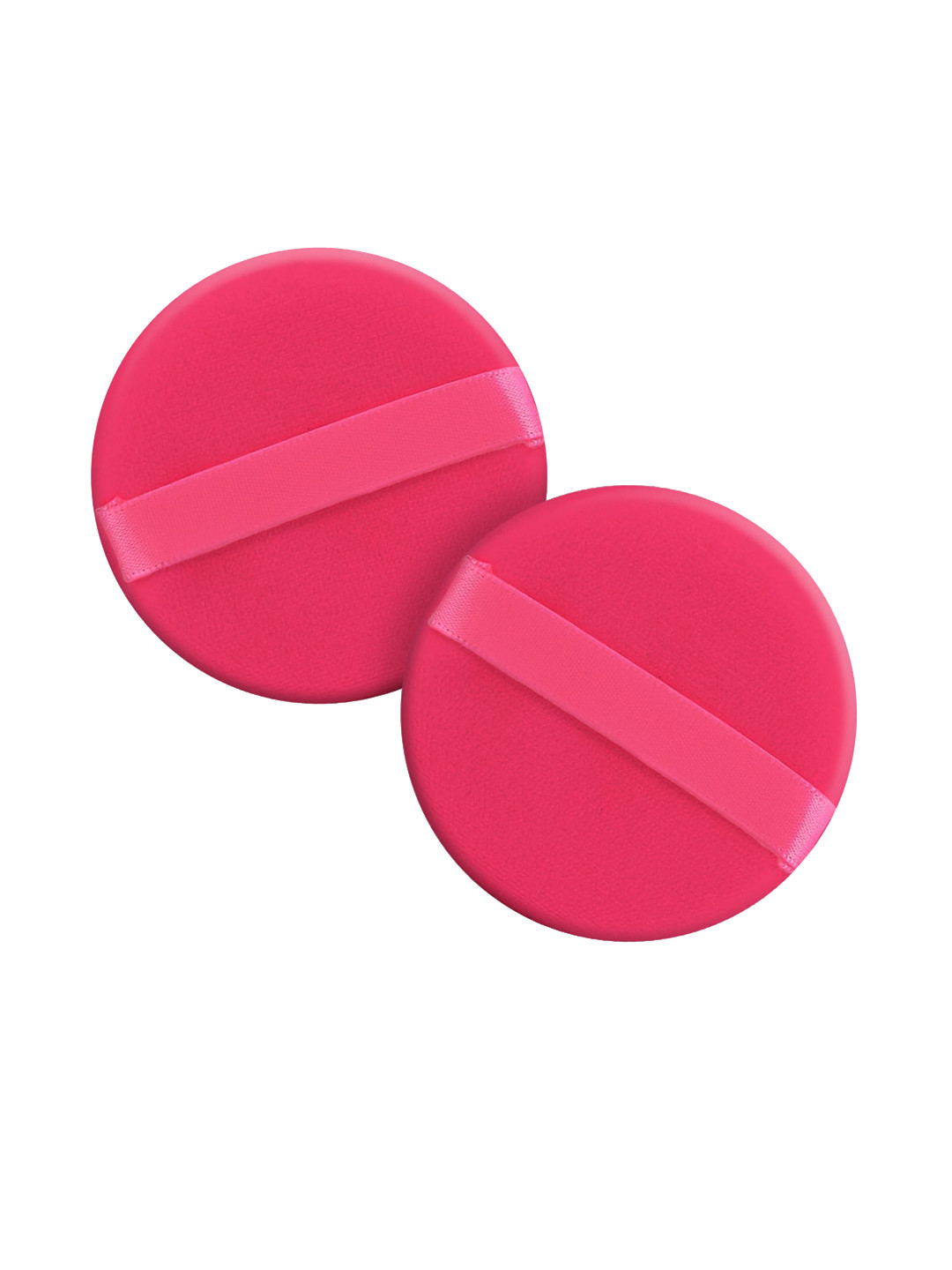 MATRA Set of 2 Round Makeup Powder Puff with Finger Strap - Pink