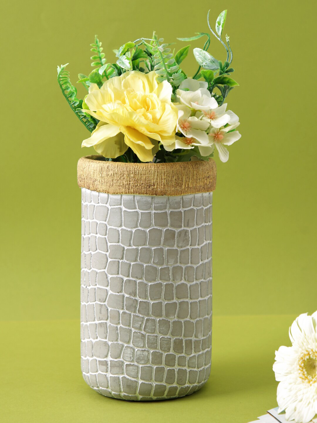 TAYHAA Grey Textured Ceramic Planter