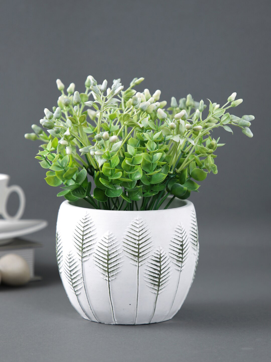 TAYHAA White Leaf Pattern Indoor Planter