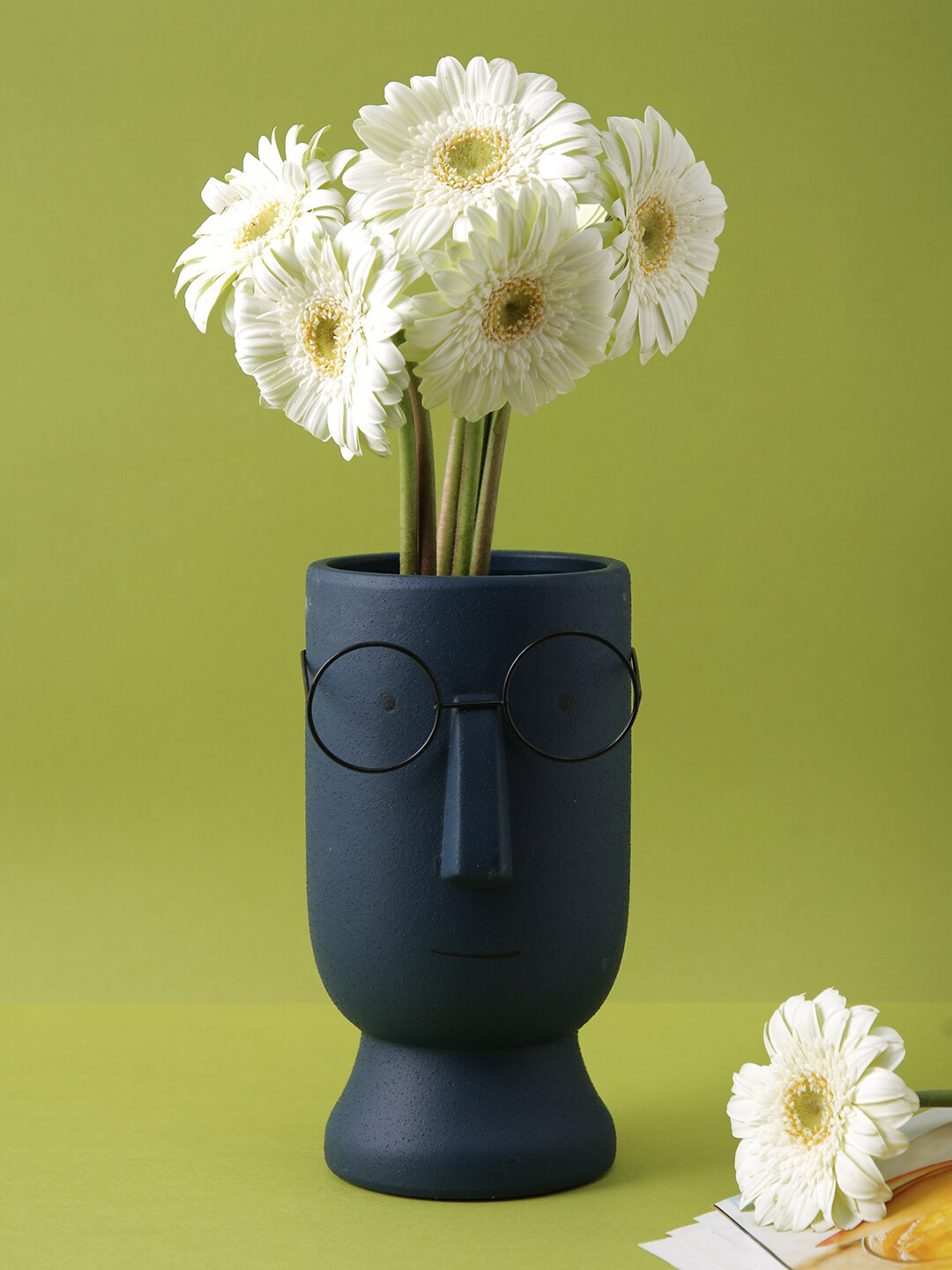 TAYHAA Blue Ceramic Face Planter