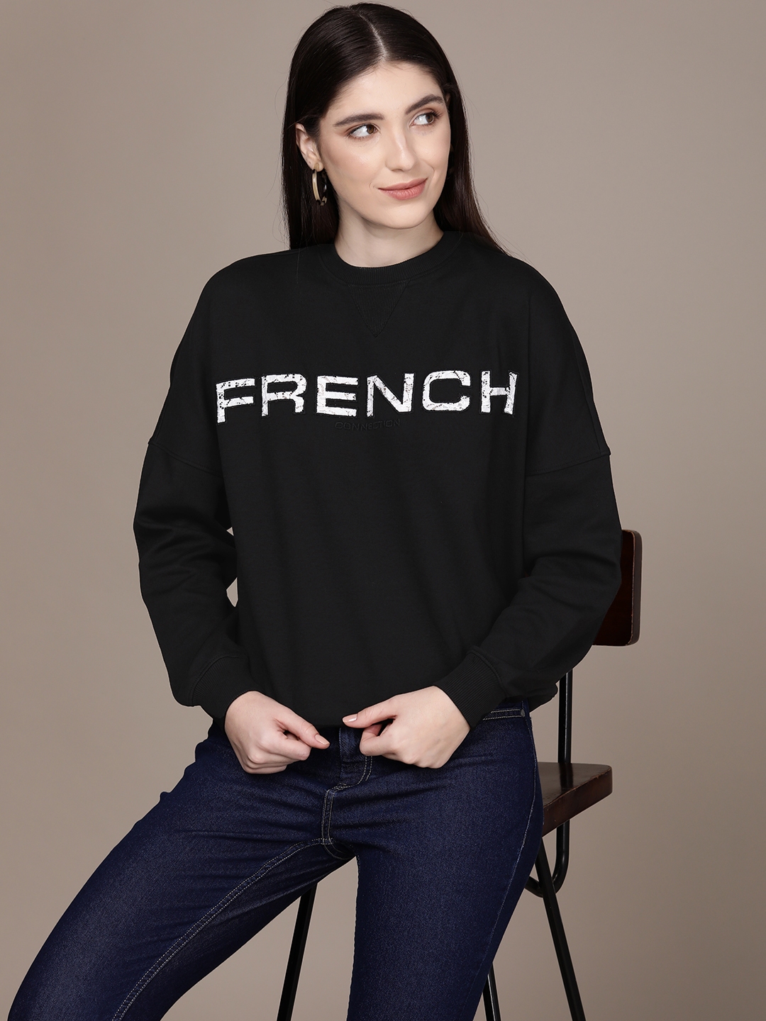 Buy French Connection Round Neck Brand Logo Printed Sweatshirt