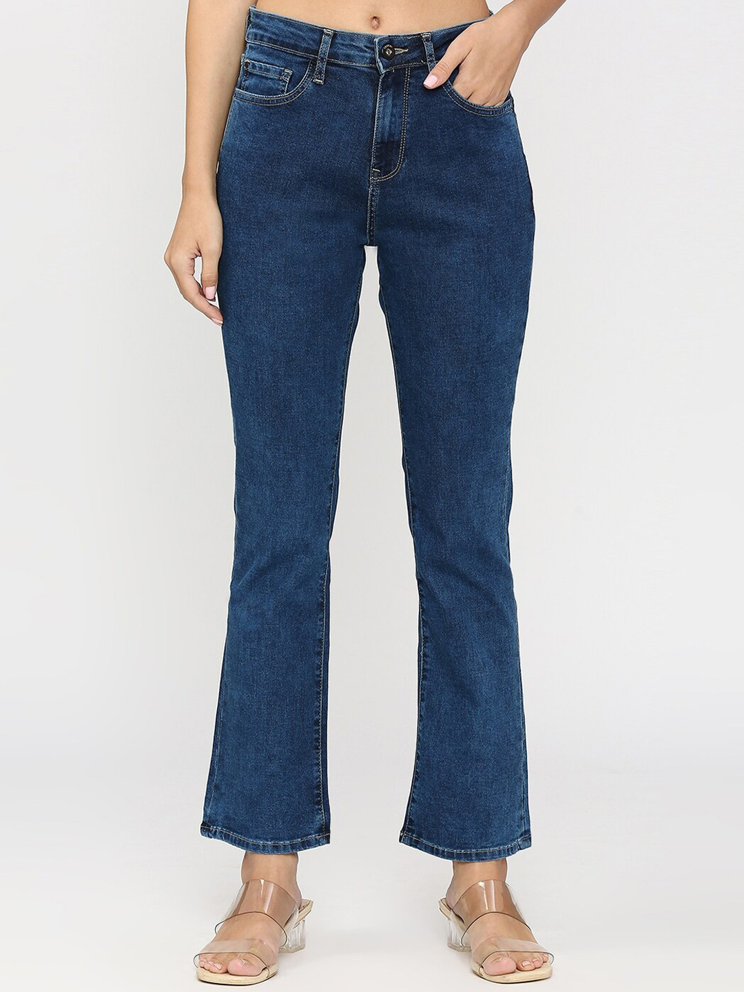 SPYKAR Women Mid-Rise Dark Shade No Fade Elissa Bootcut Non stretchable Jeans