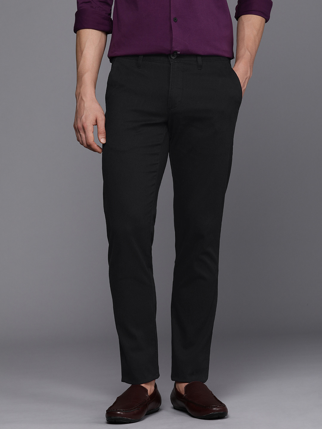 Louis Philippe Sport Men Flat Front Slim Fit Low-Rise Trousers