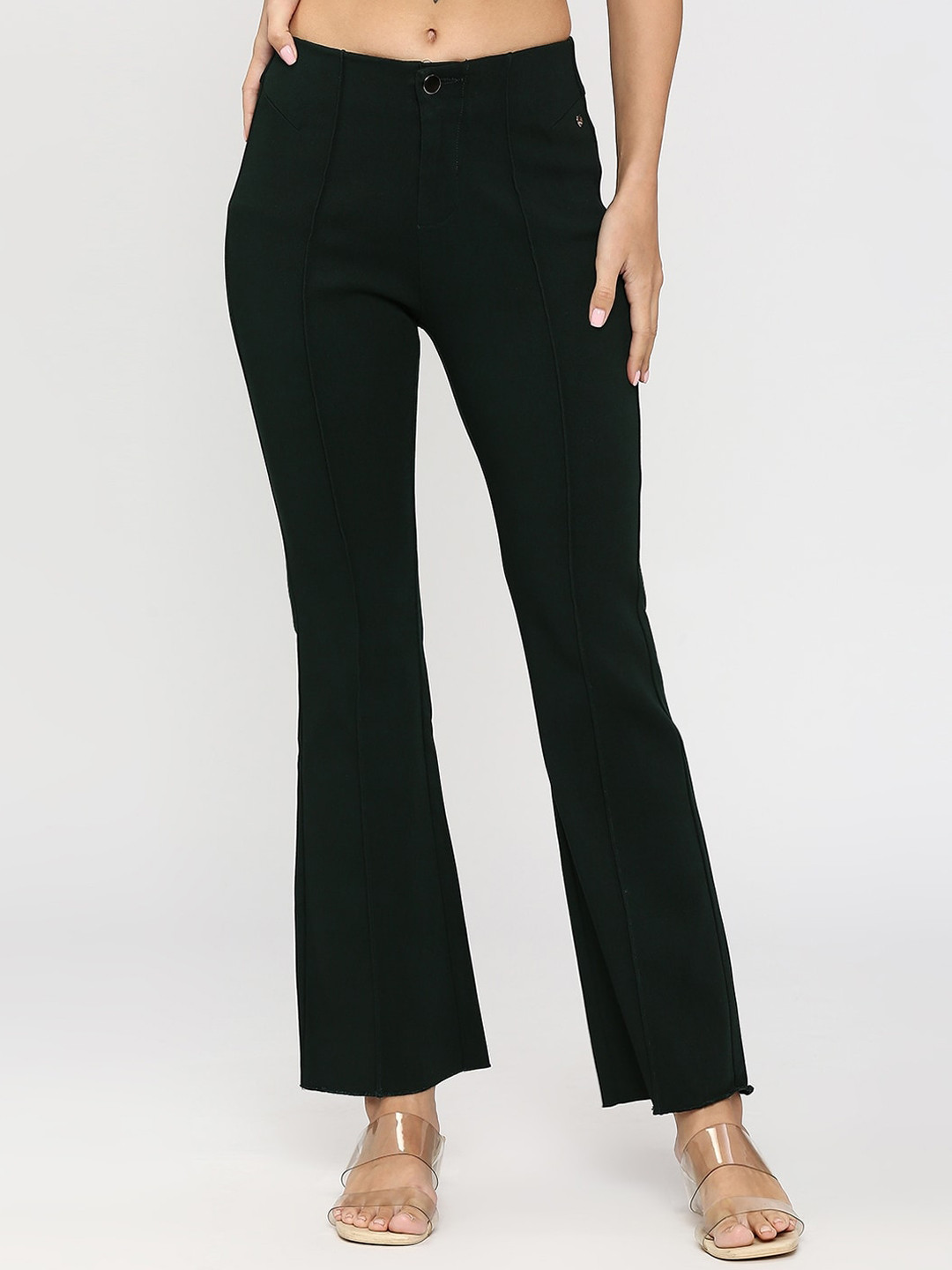 SPYKAR Women Mid Rise Flared Cotton Bootcut Trousers