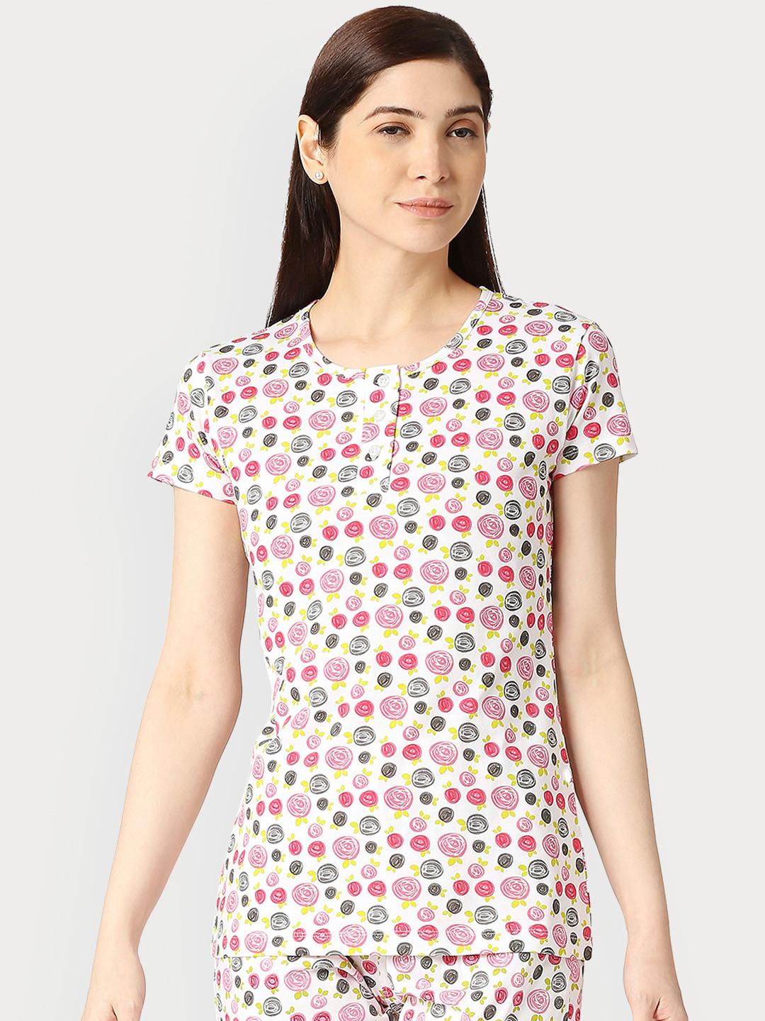 zebu Women Printed Pure Cotton Lounge Tshirt
