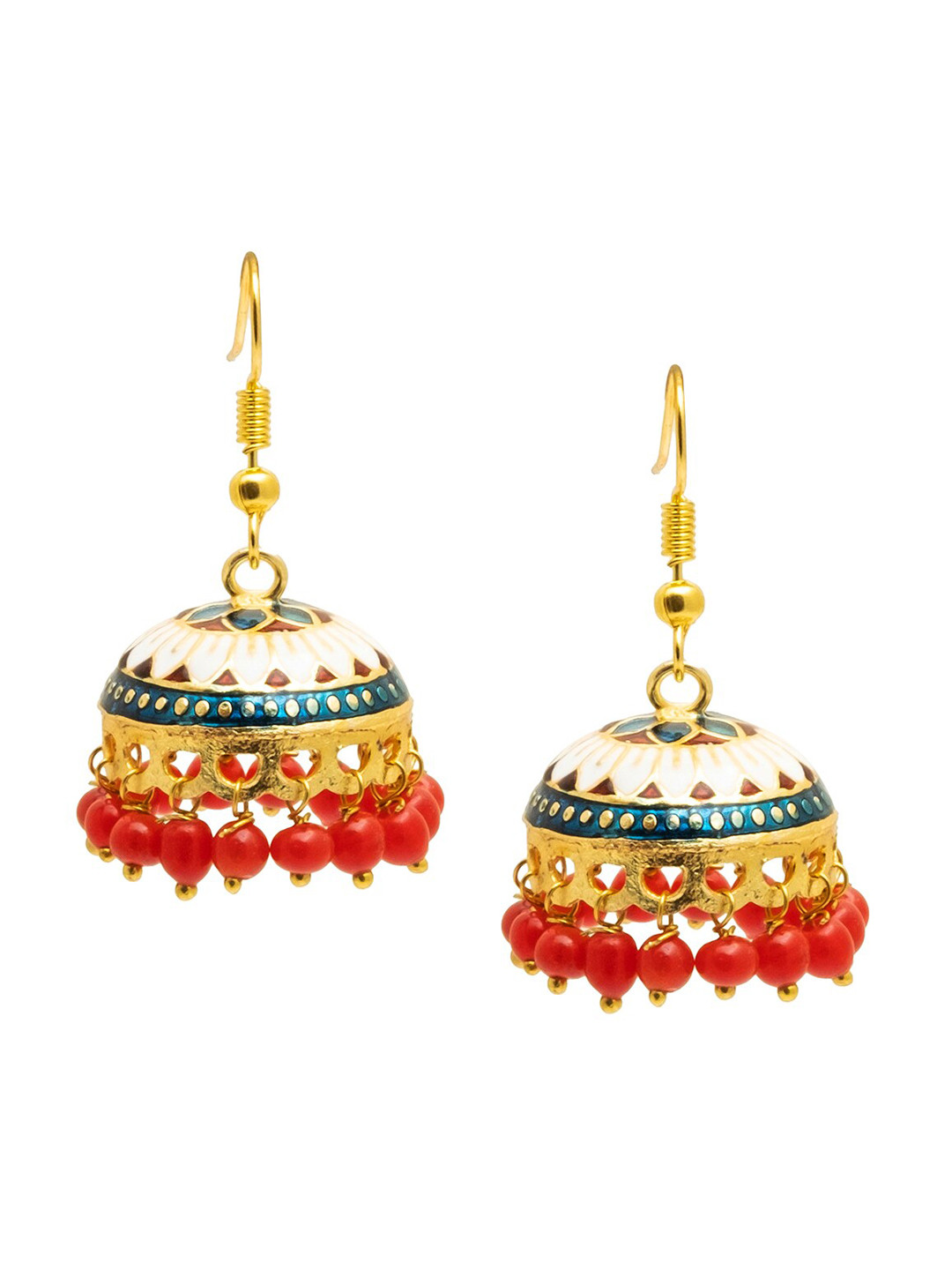 Shining Jewel - By Shivansh Gold-Plated Contemporary Jhumkas Earrings