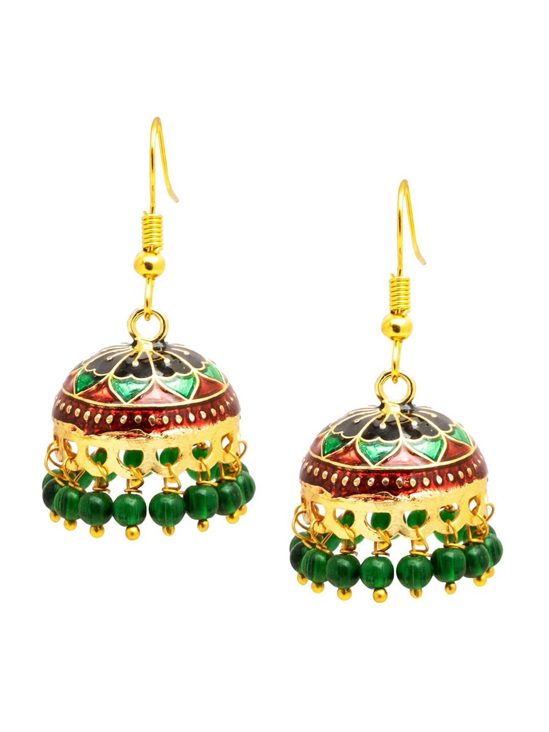 Shining Jewel - By Shivansh Gold-Plated Contemporary Jhumkas Earrings