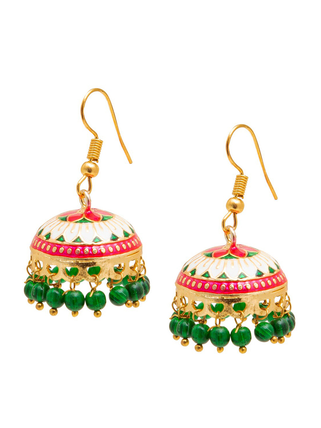 Shining Jewel - By Shivansh Gold-Plated Contemporary Jhumkas Earrings