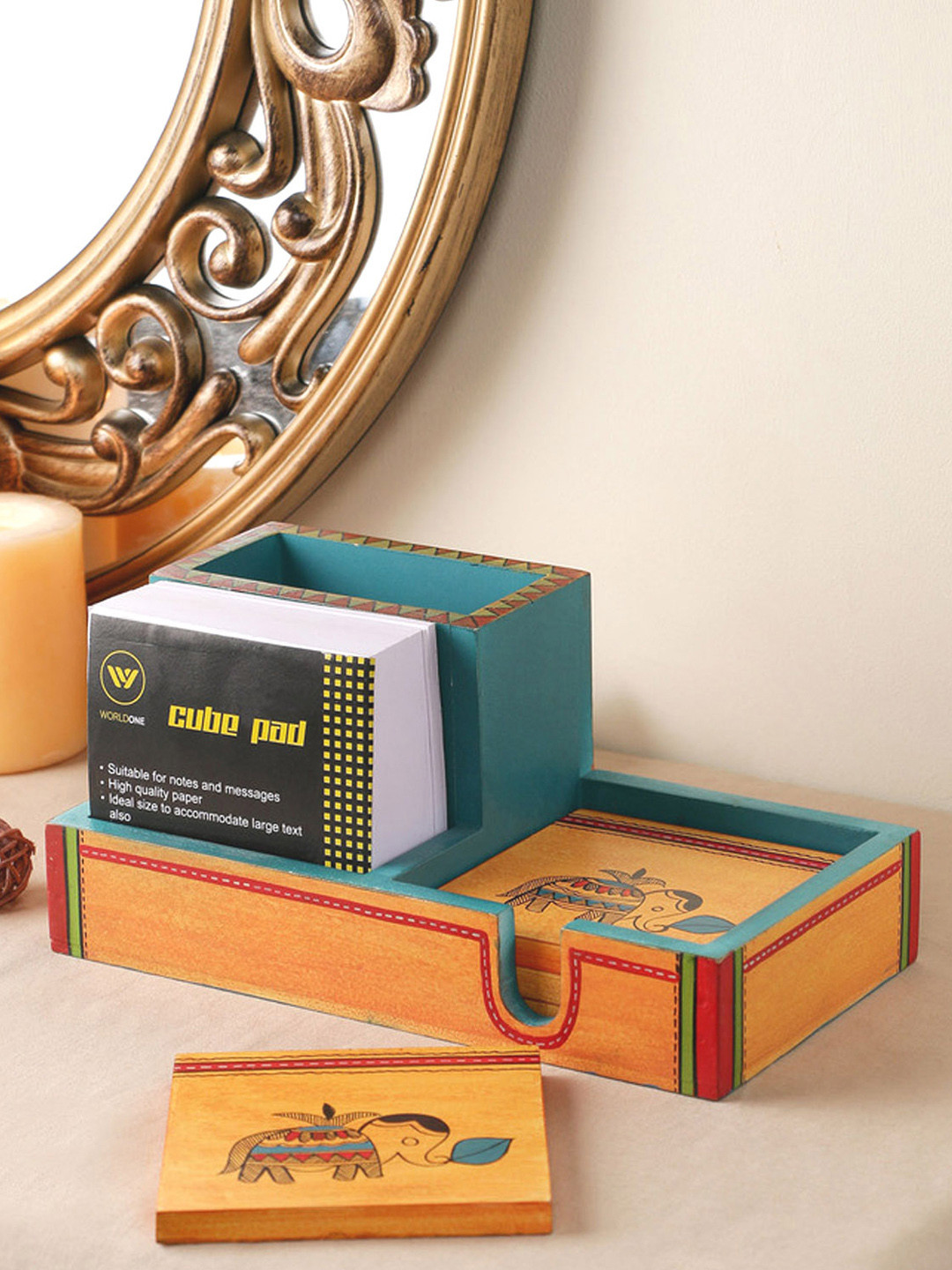 VarEesha Orange & Blue Engineered Wood Desk Organizer