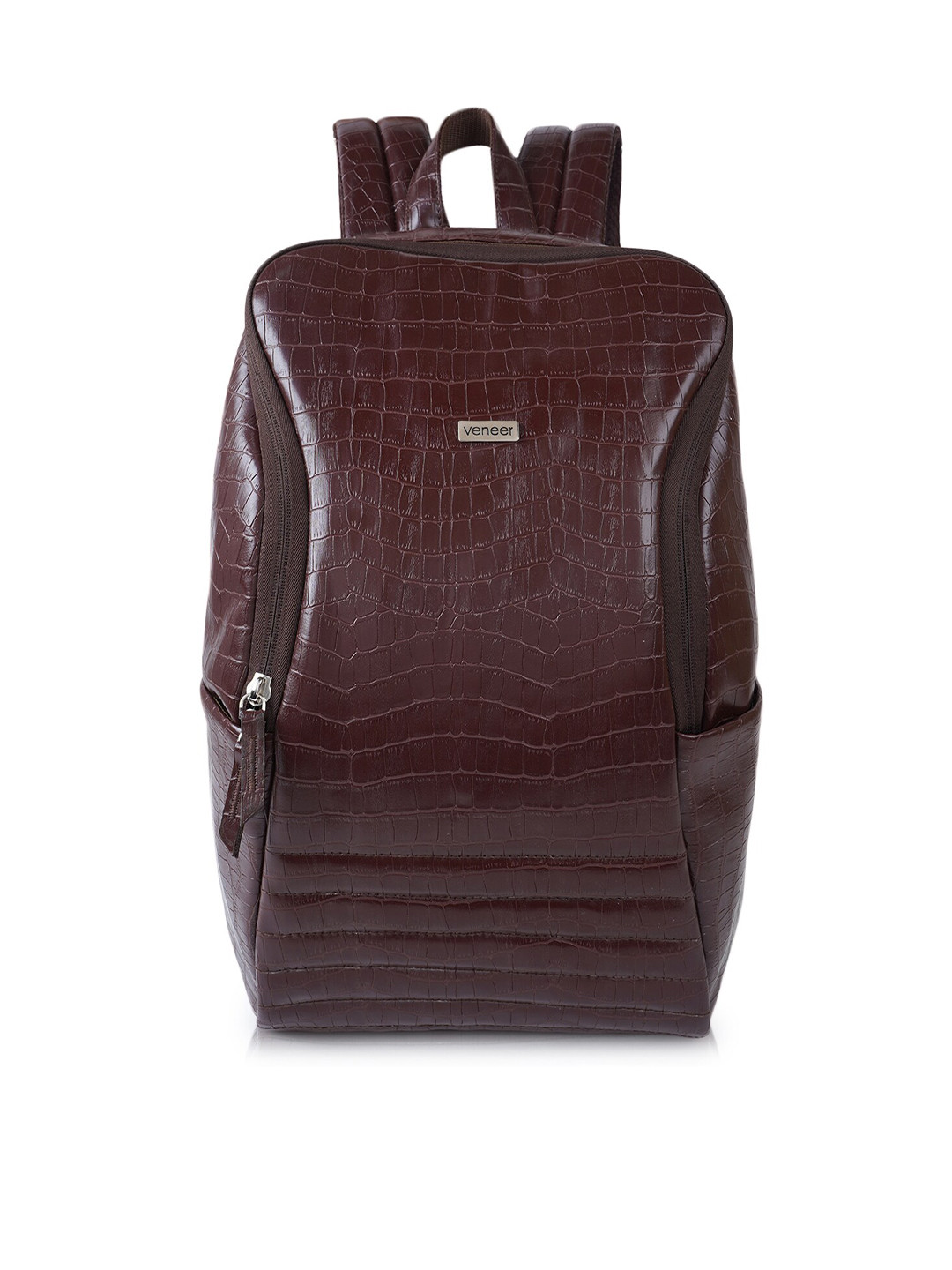 Veneer Textured Croco Leather Laptop Backpack
