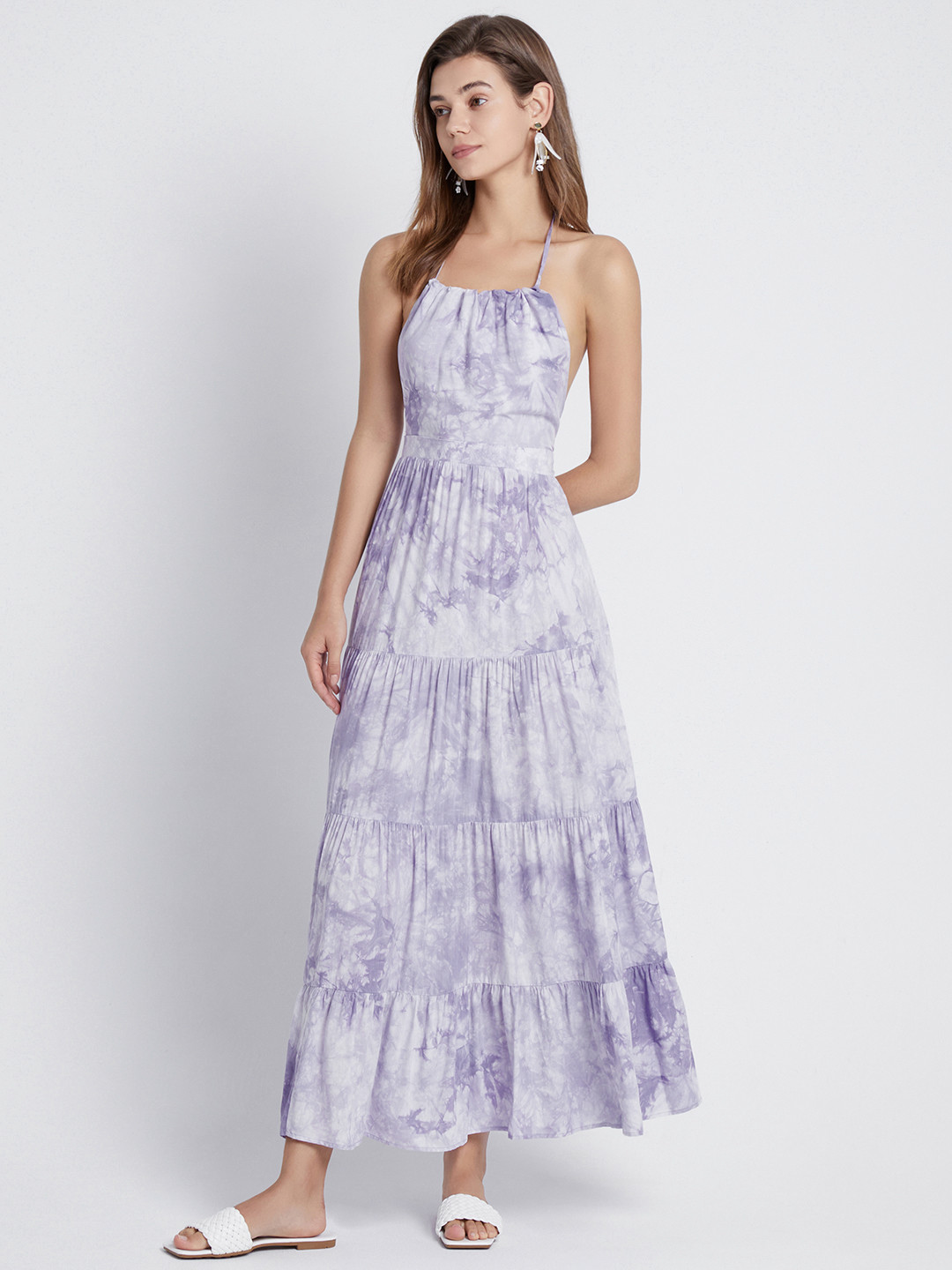 Urban Revivo Tie and Dye Halter Neck Maxi Dress