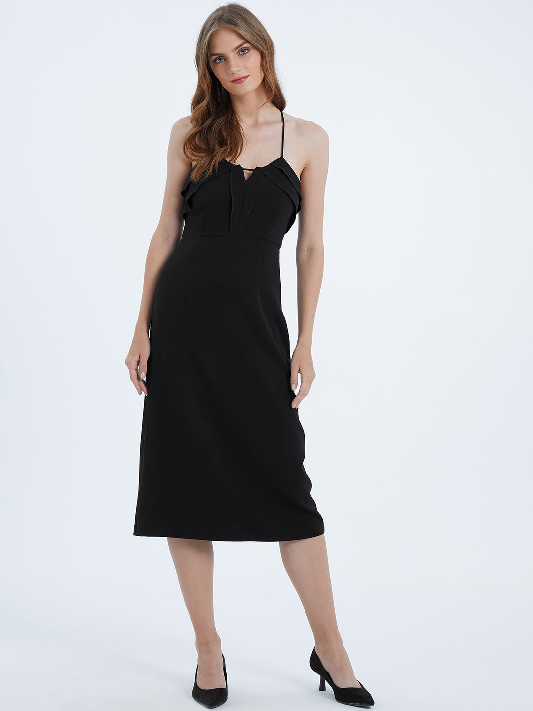 Urban Revivo Shoulder Straps A-Line Midi Dress