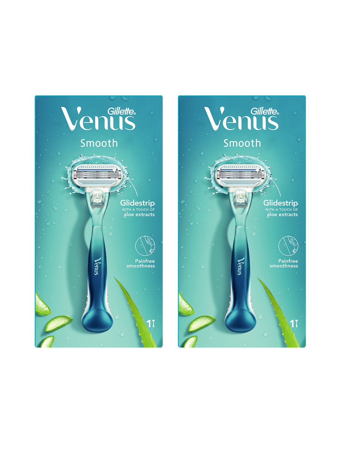Gillette Venus Women Set of 2 Smooth Hair Removal Razor with Aloe Extracts - Blue