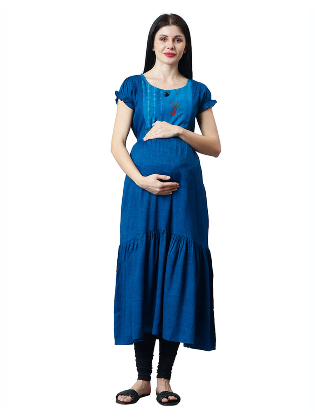 CEE-18 Geometric Printed A-Line Maternity And Feeding Kurta