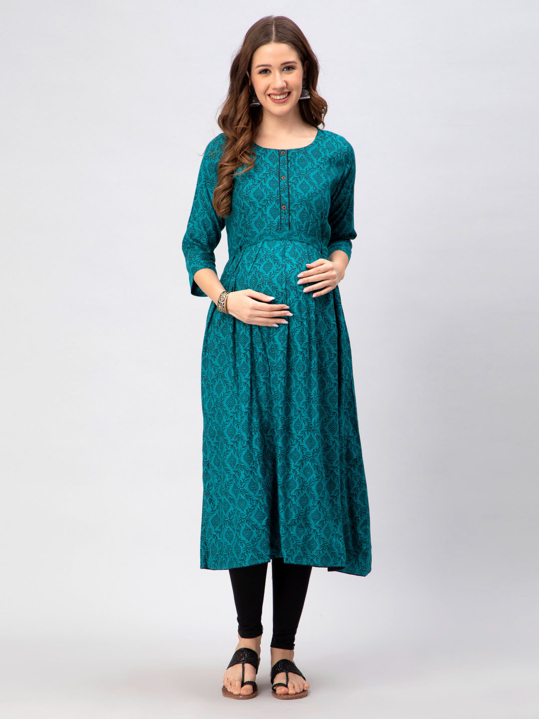 CEE-18 Ethnic Motifs Printed A-Line Maternity Kurta