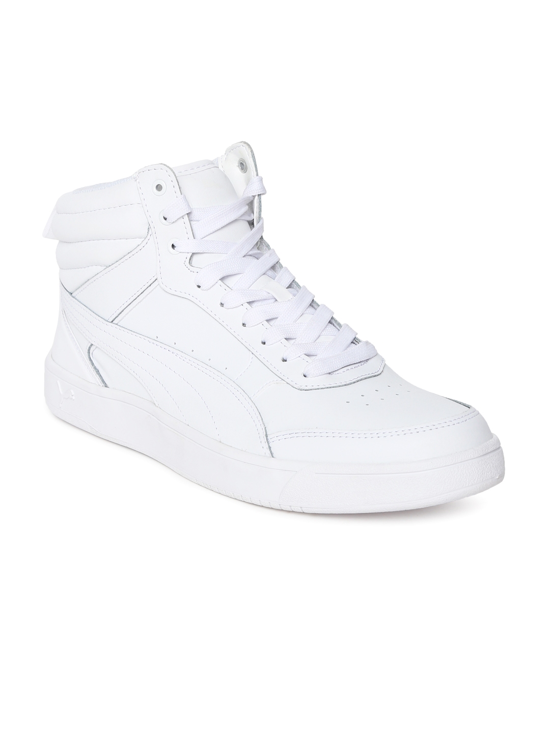 Puma Men White Solid Leather Rebound Street V2 L High Top Sneakers - Casual Shoes Men 2268898 | Myntra