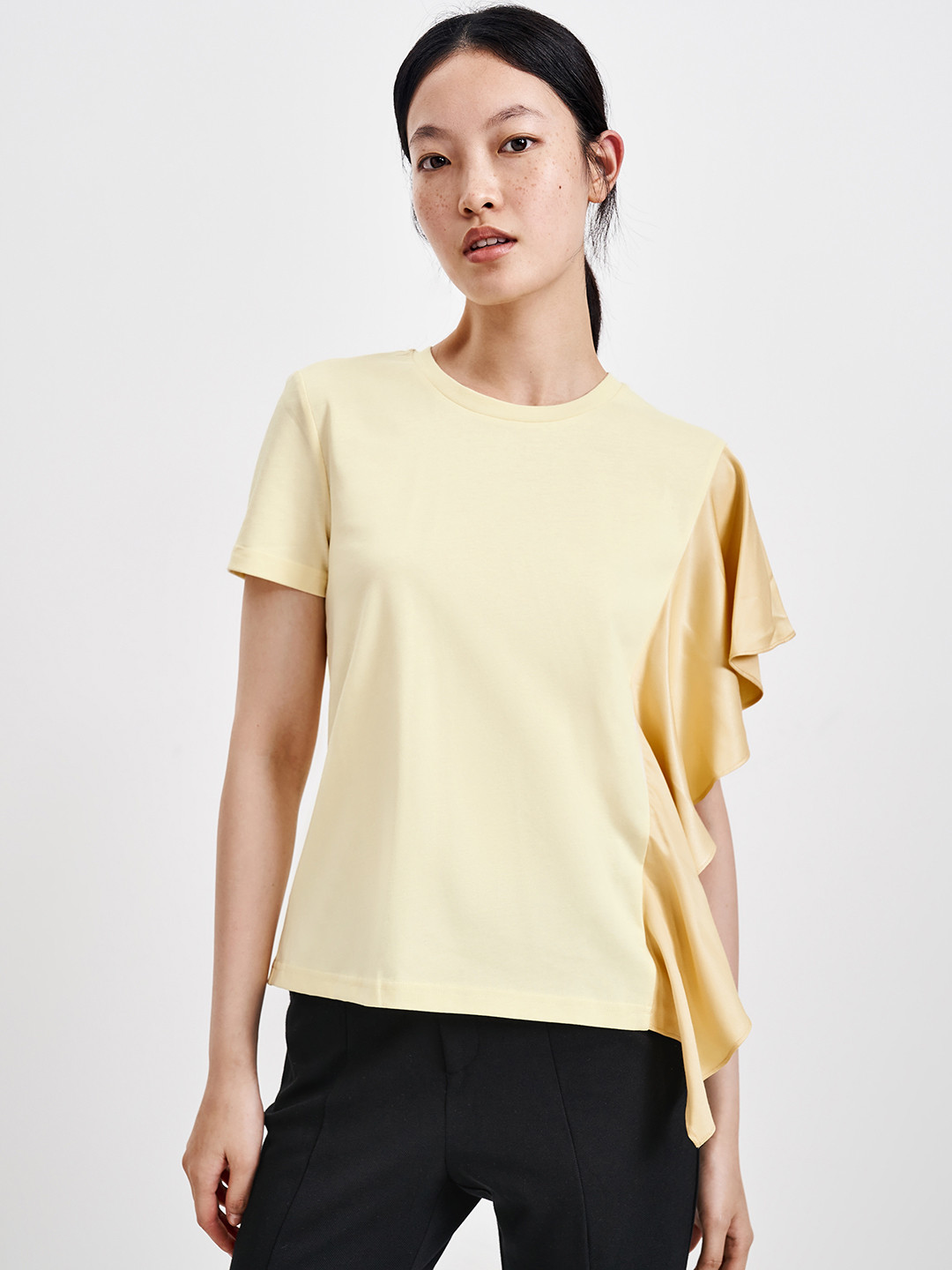 Urban Revivo Pure Cotton Ruffled Sleeve Top