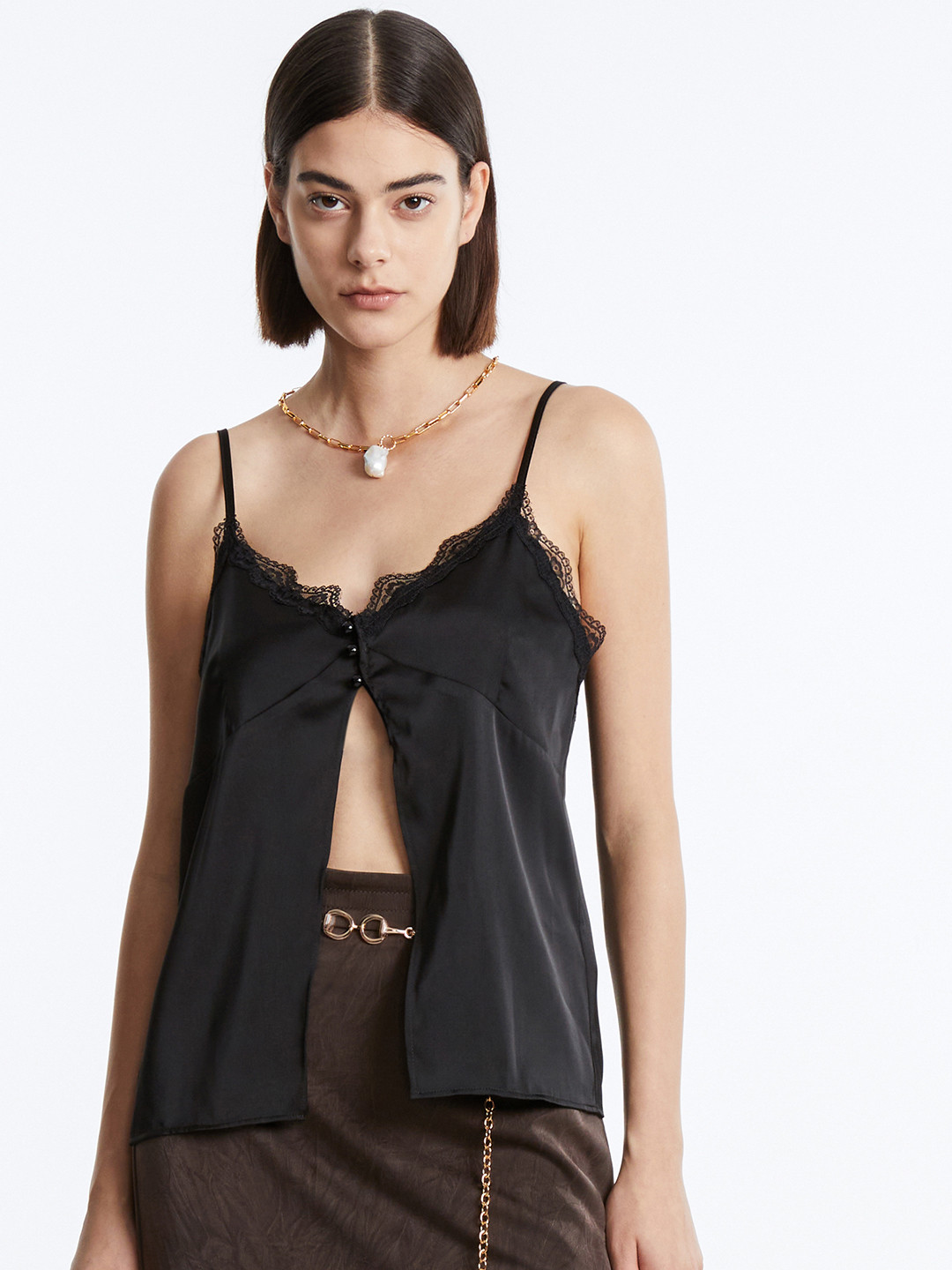 Urban Revivo Lace Inserts Trim Top