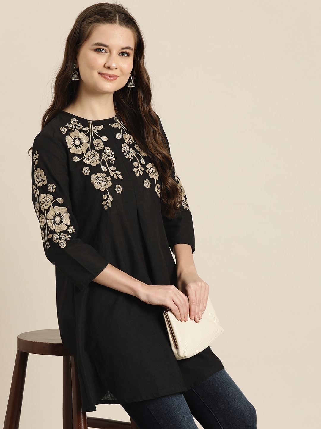 Buy HERE NOW Floral Embroidered Pure Cotton Kurti Kurtis for Women 22689508 Myntra