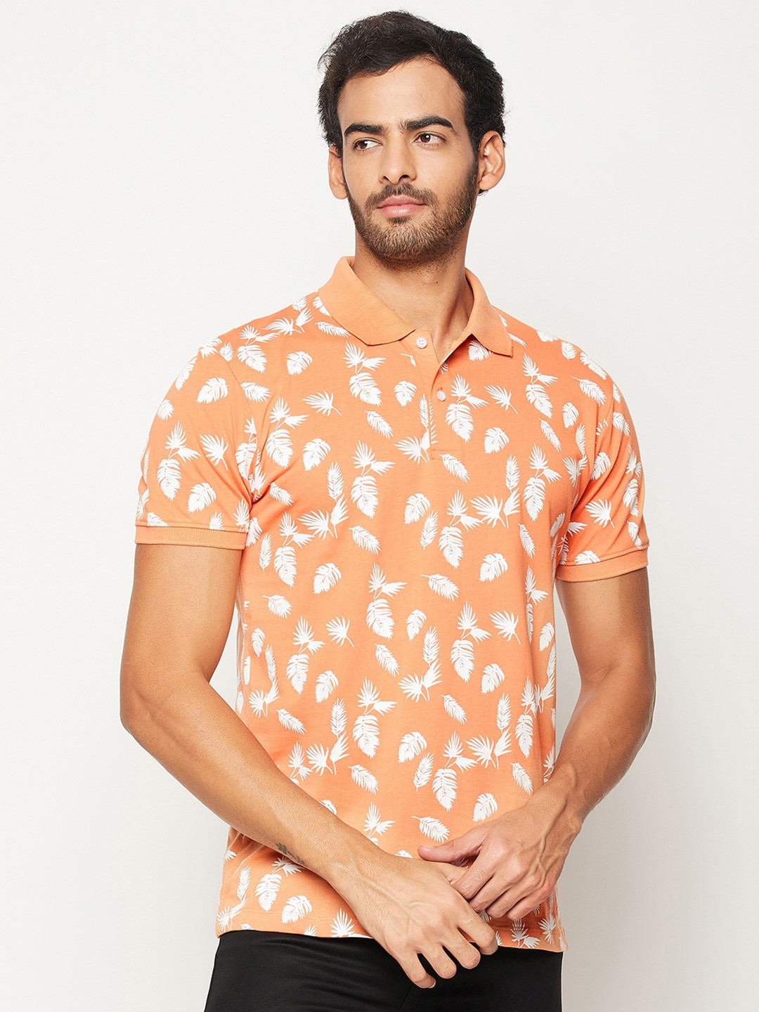 WILD WEST Conversational Printed Polo Collar Short Sleeves Cotton T-shirt