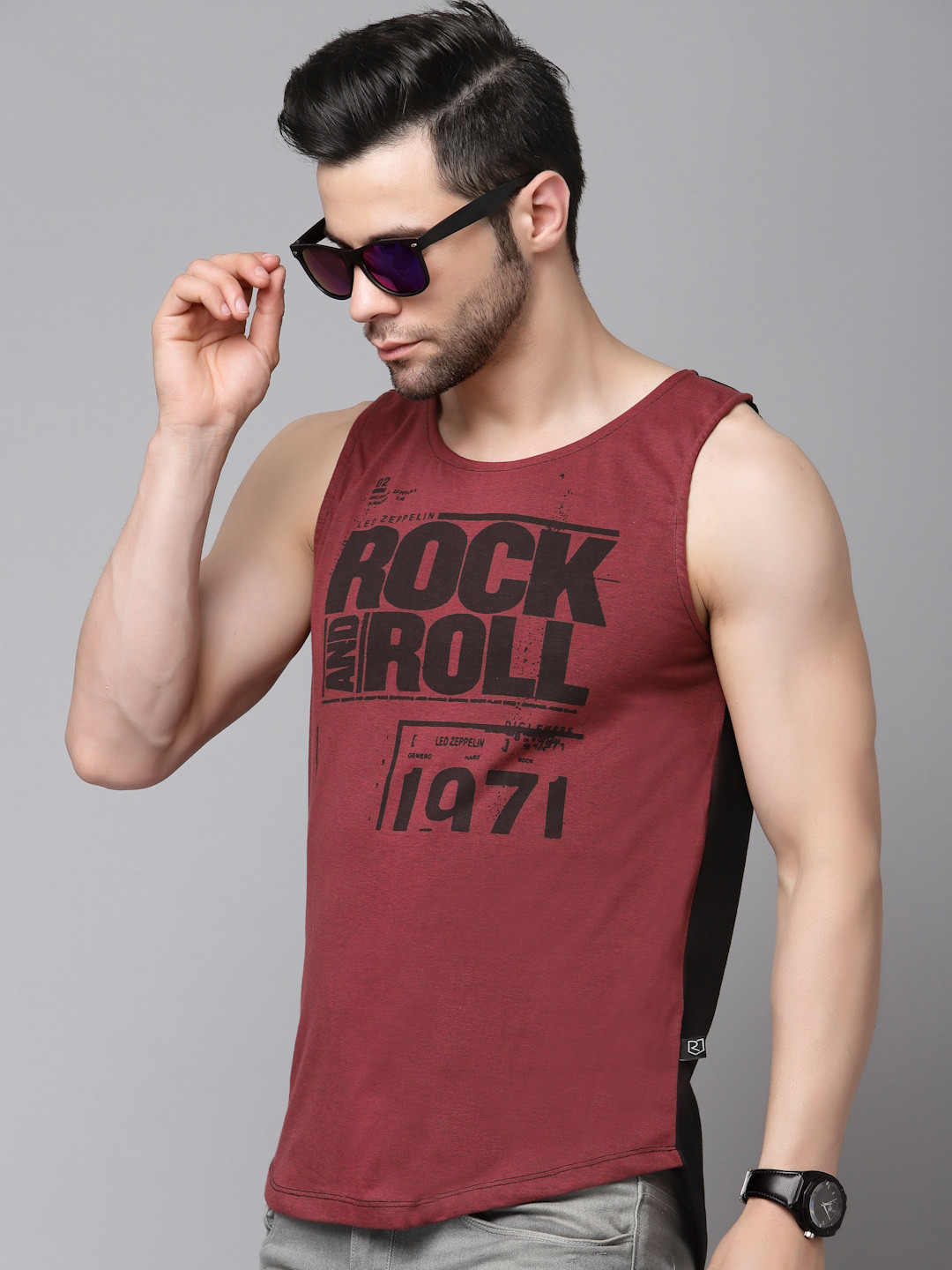 Rigo Printed Sleeveless Slim Fit T-Shirt