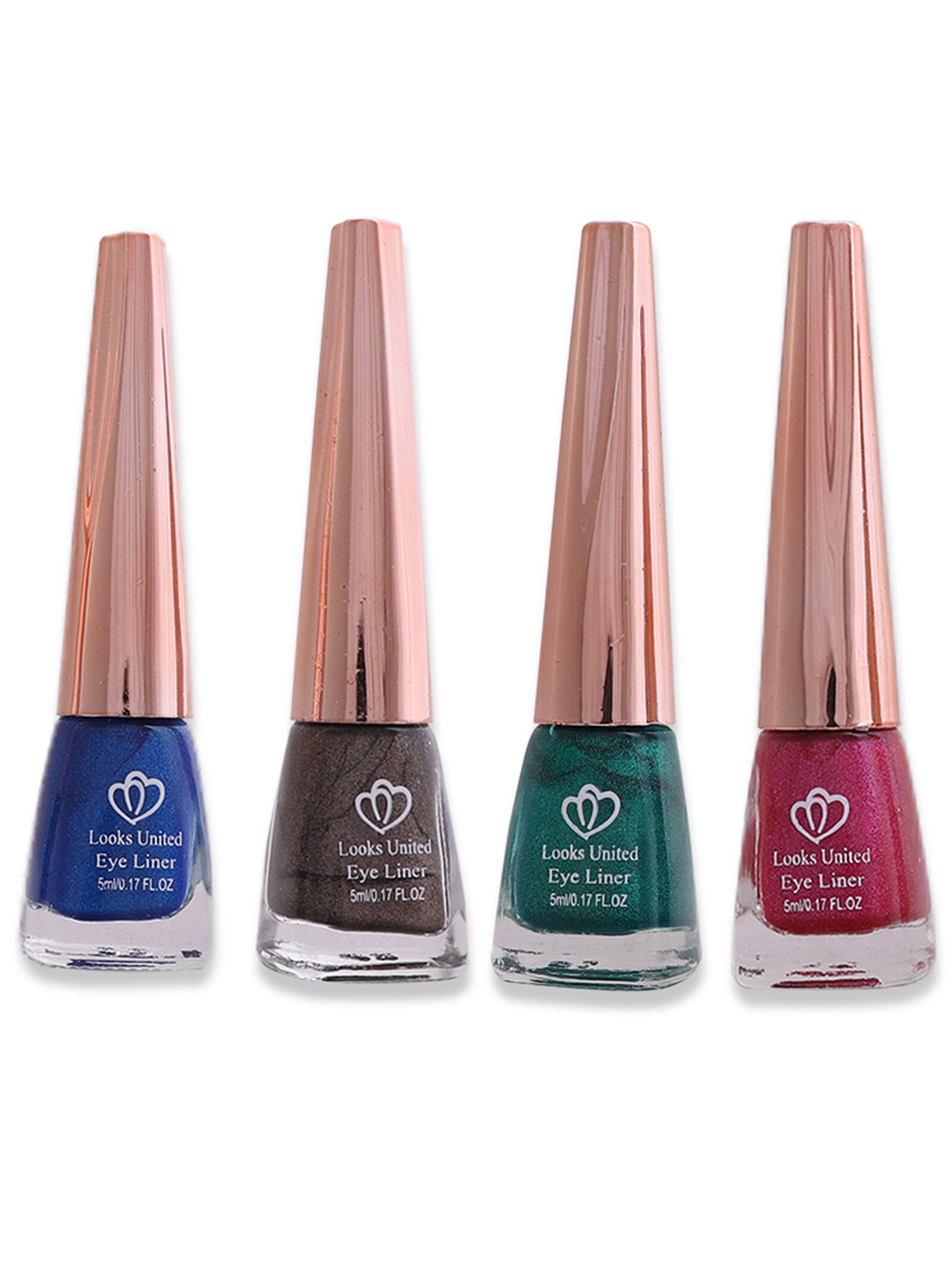 Looks United Set of 4 New Fashion Long Lasting Metallic Liquid Eyeliners - 5 ml each