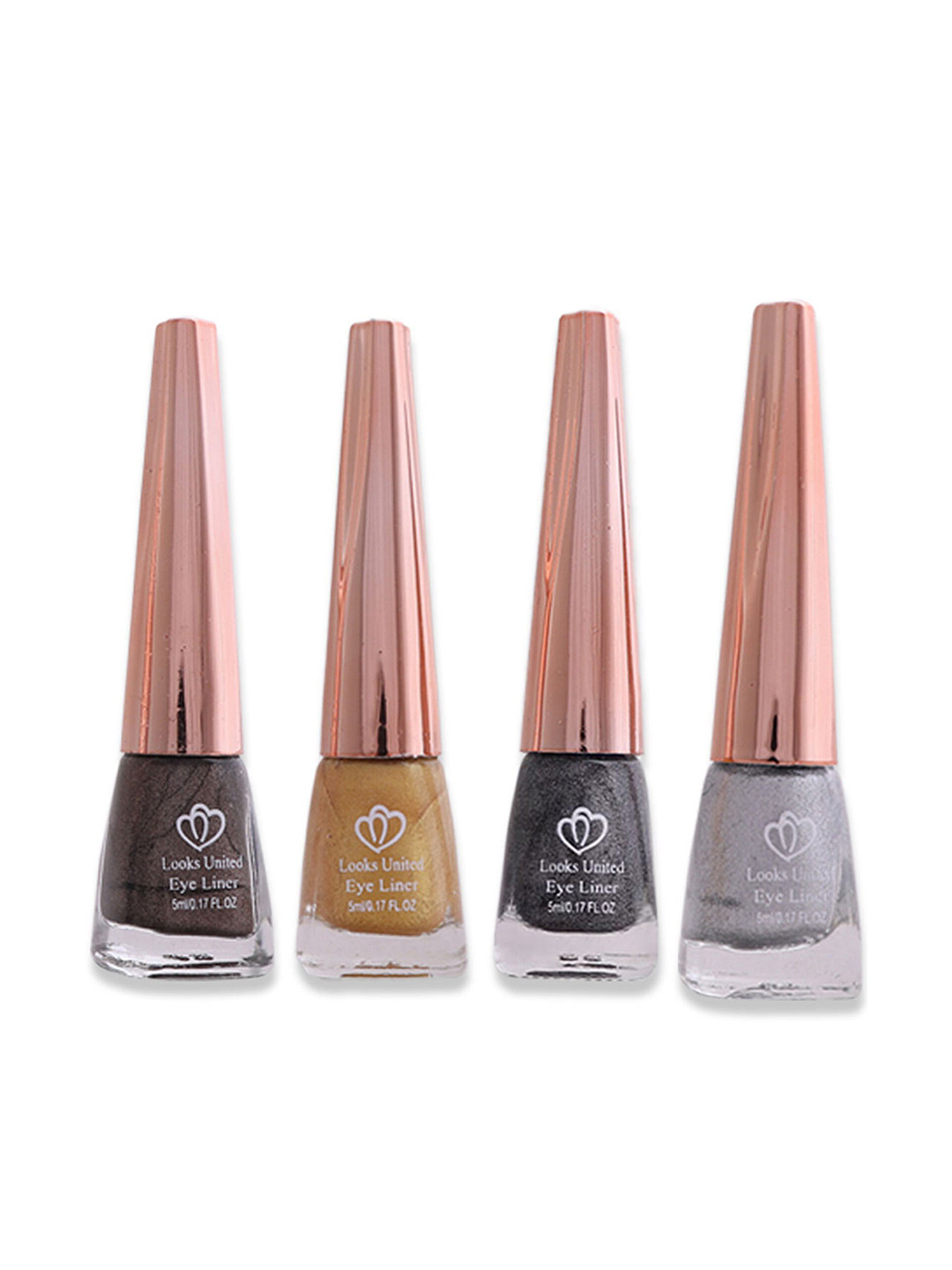 Looks United Set of 4 New Fashion Long Lasting Metallic Liquid Eyeliners - 5 ml each
