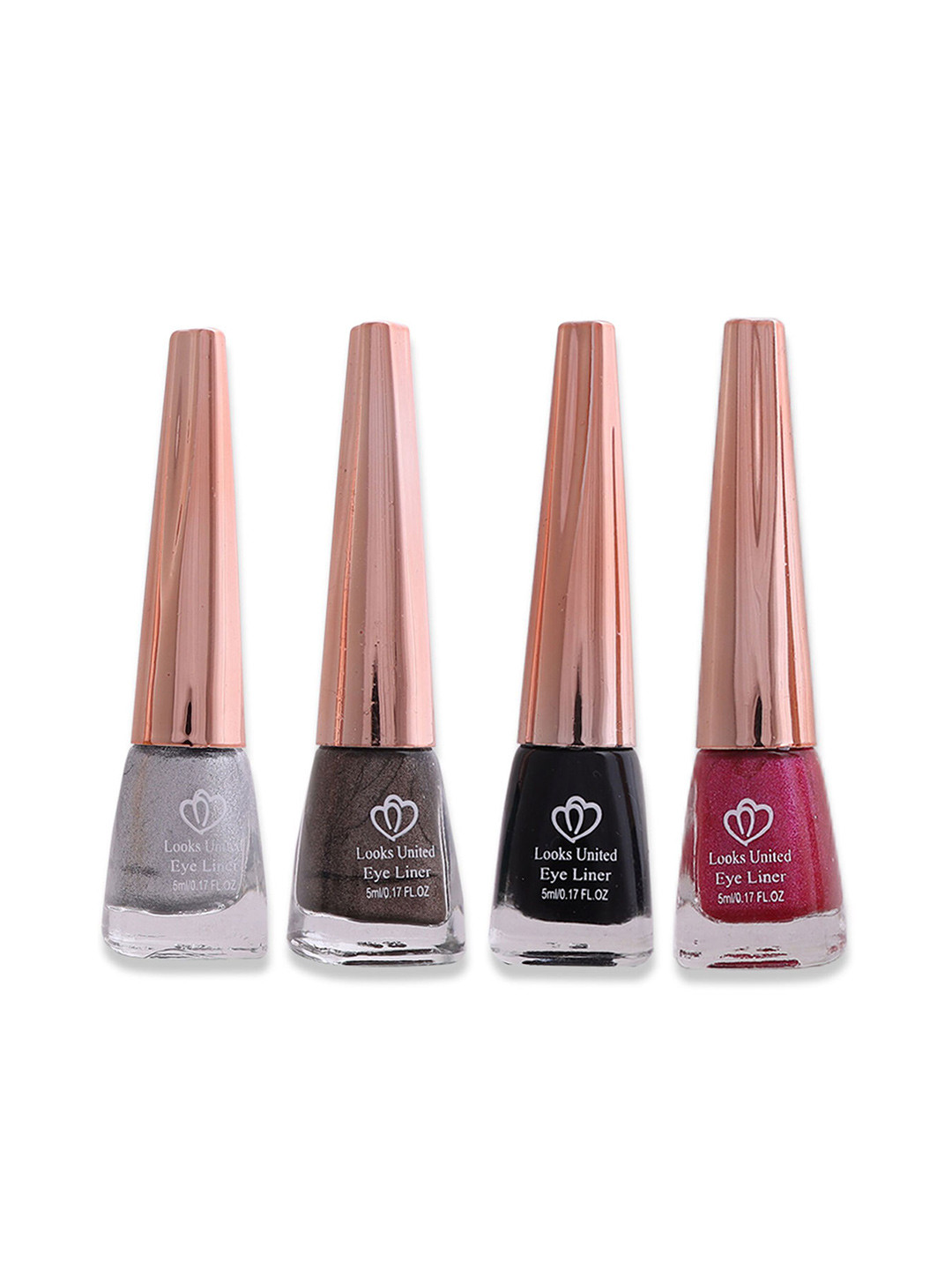 Looks United Set of 4 New Fashion Long Lasting Metallic Liquid Eyeliners - 5 ml each