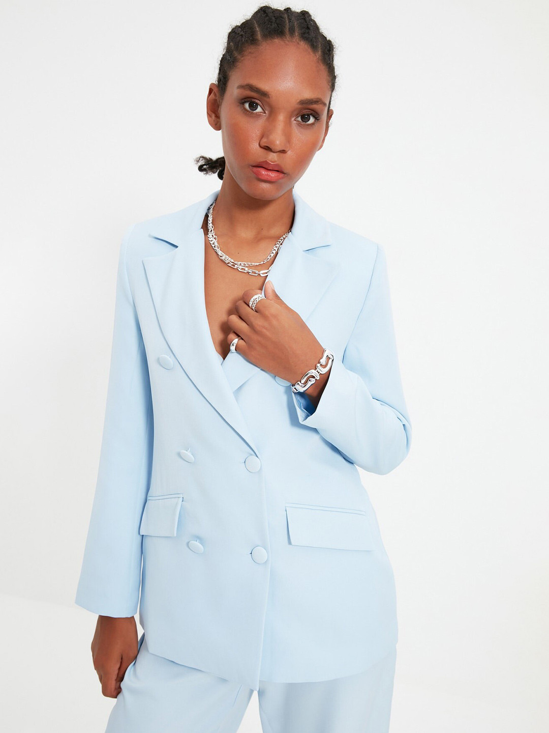 Trendyol Double- Breasted Notched Lapel Collar Blazer