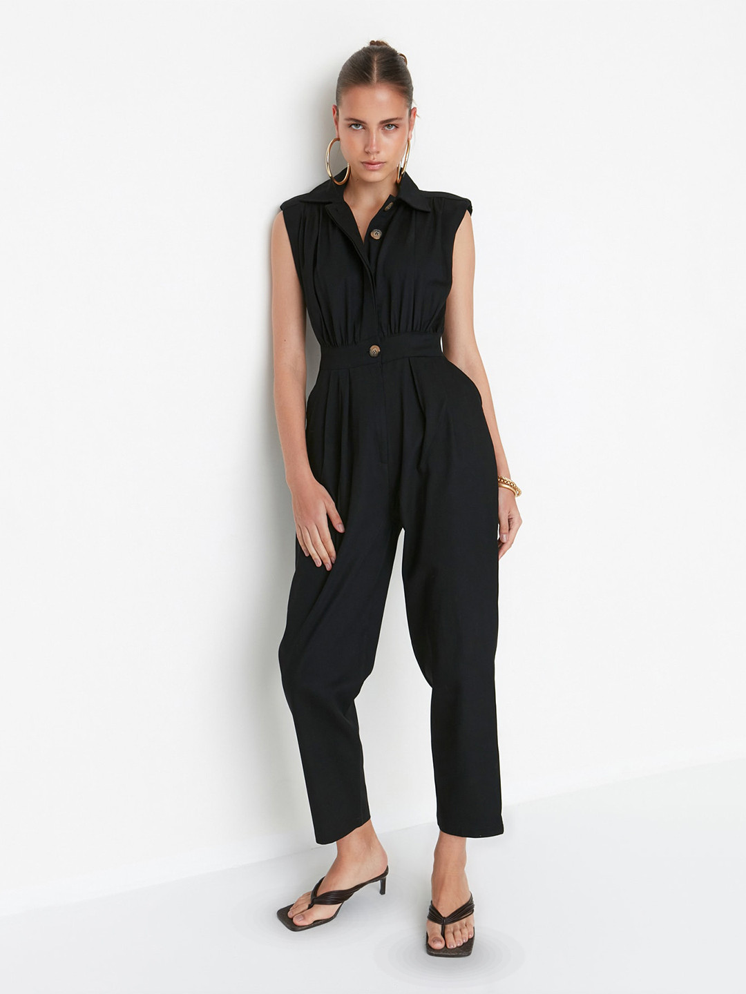 Trendyol Shirt Collar Pamuk Jumpsuit