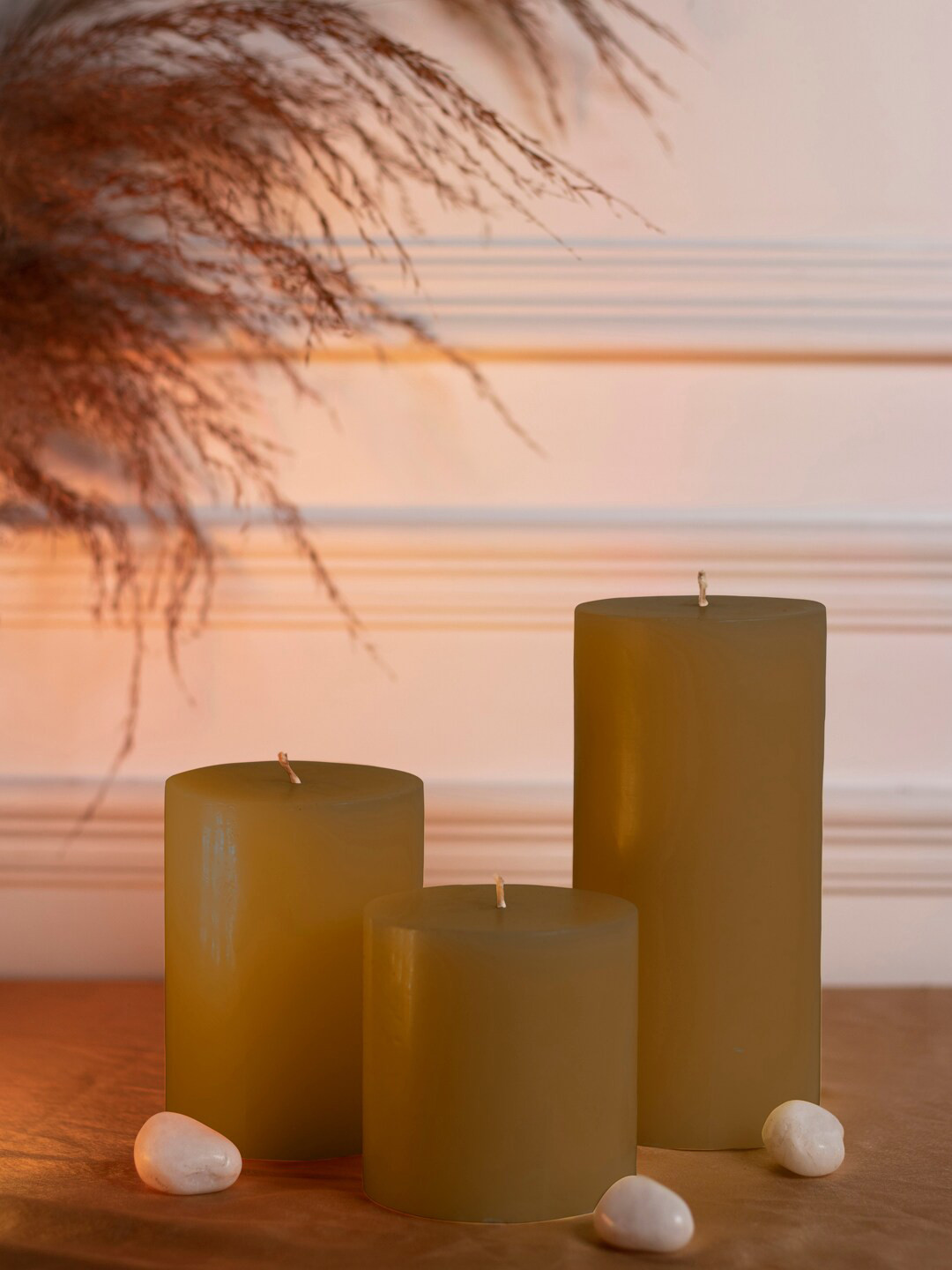 Dhrohar Arabian Mystique 3Pcs Scented 1 Wick OUD Solid Geometric Regular Pillar Candles