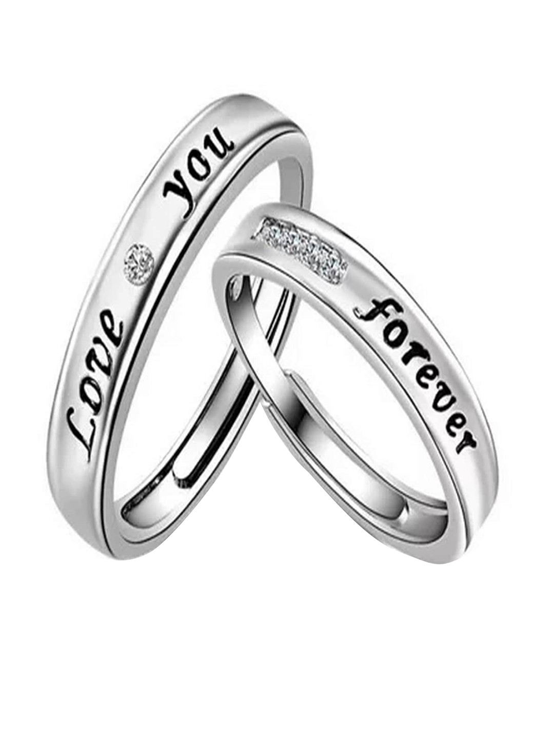 UNIVERSITY TRENDZ Love Forever Engraved Adjustable Couple Ring