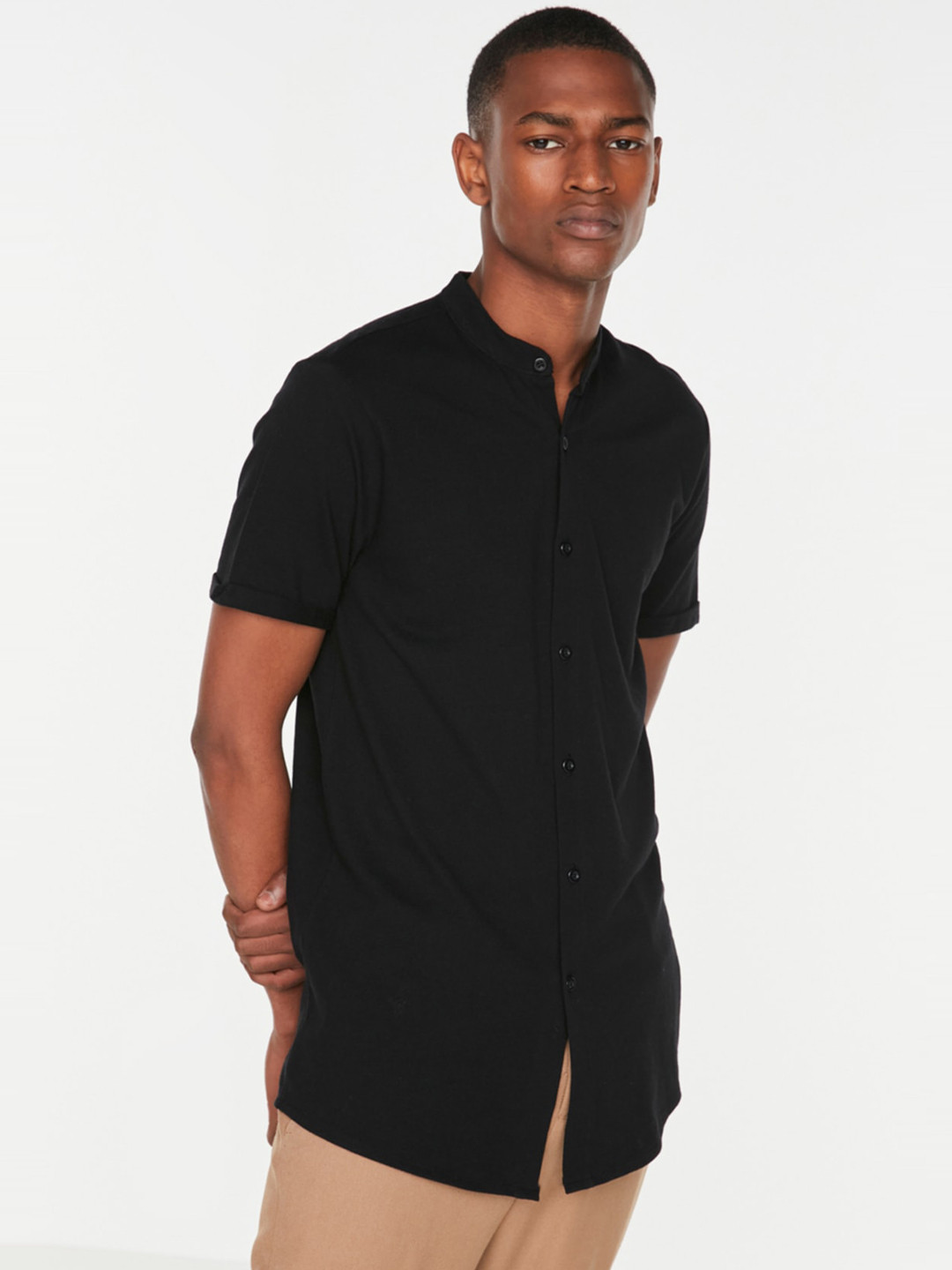 Trendyol Band Collar Pure Cotton Casual Shirt