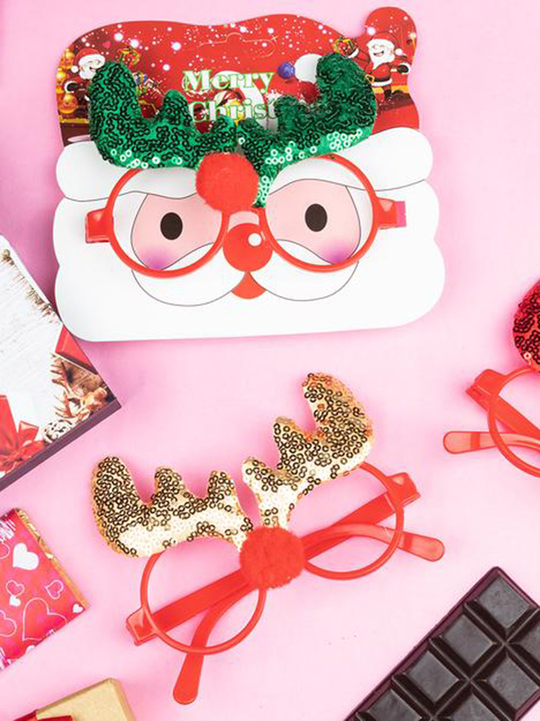 MARKET99 4-Pcs Assorted Bow Hairband & Eyewear Christmas Decorations