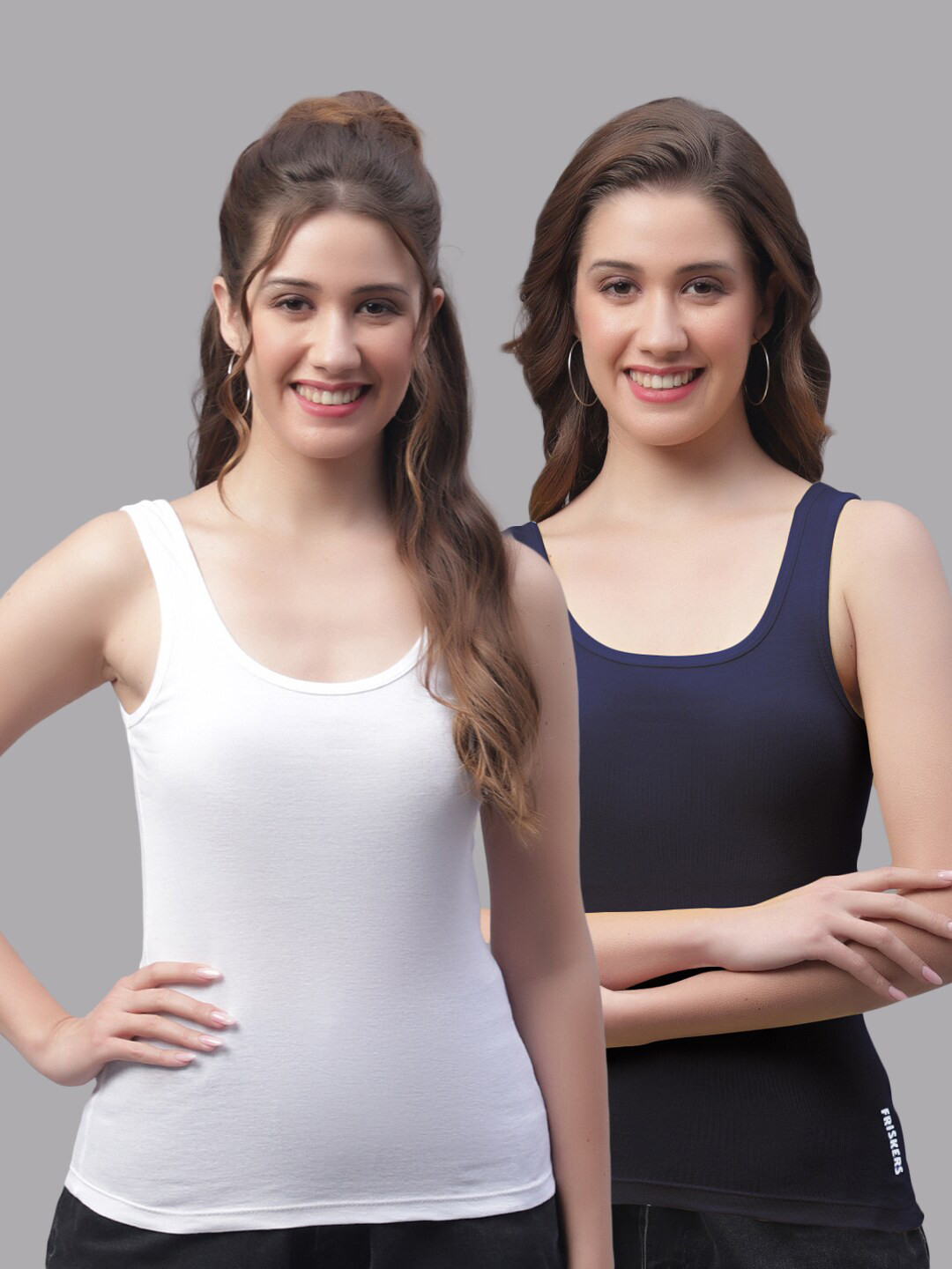 Friskers Pack Of 2 Pure Cotton Gym wear Tank Top