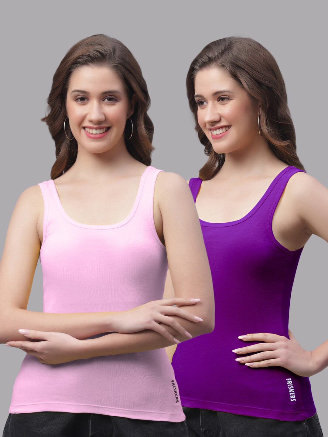Friskers Pack Of 2 Pure Cotton Gym wear Tank Top