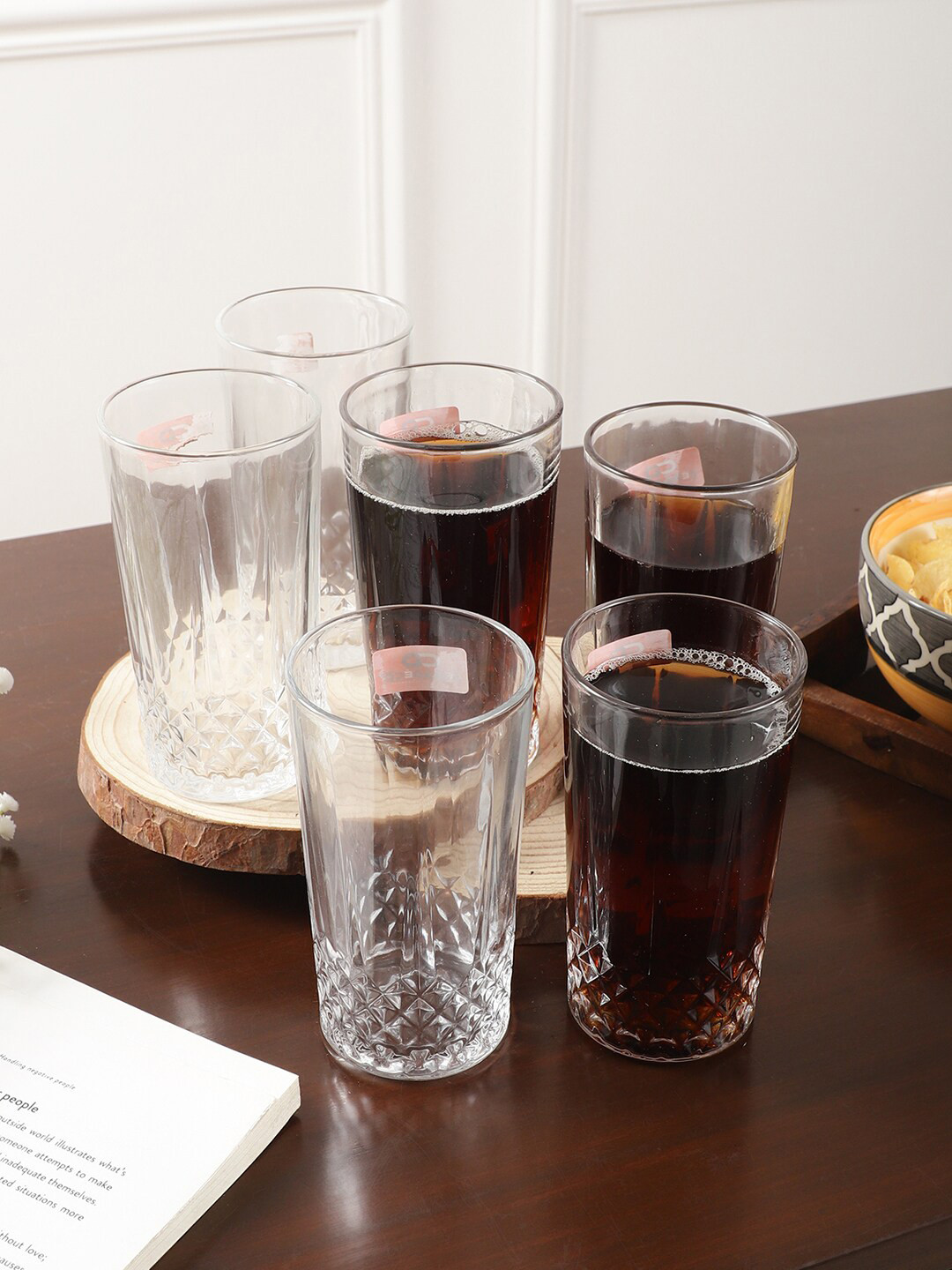 ceradeco Valse Transparent 6 Pieces Textured Water Glasses-300ml Each
