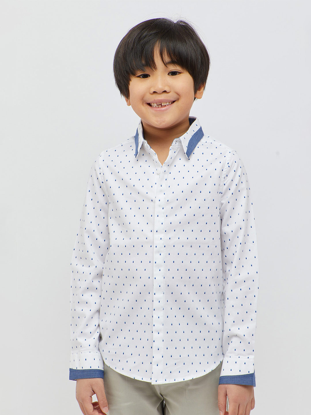 One Friday Boys Premium Micro Ditsy Printed Pure Cotton Casual Shirt
