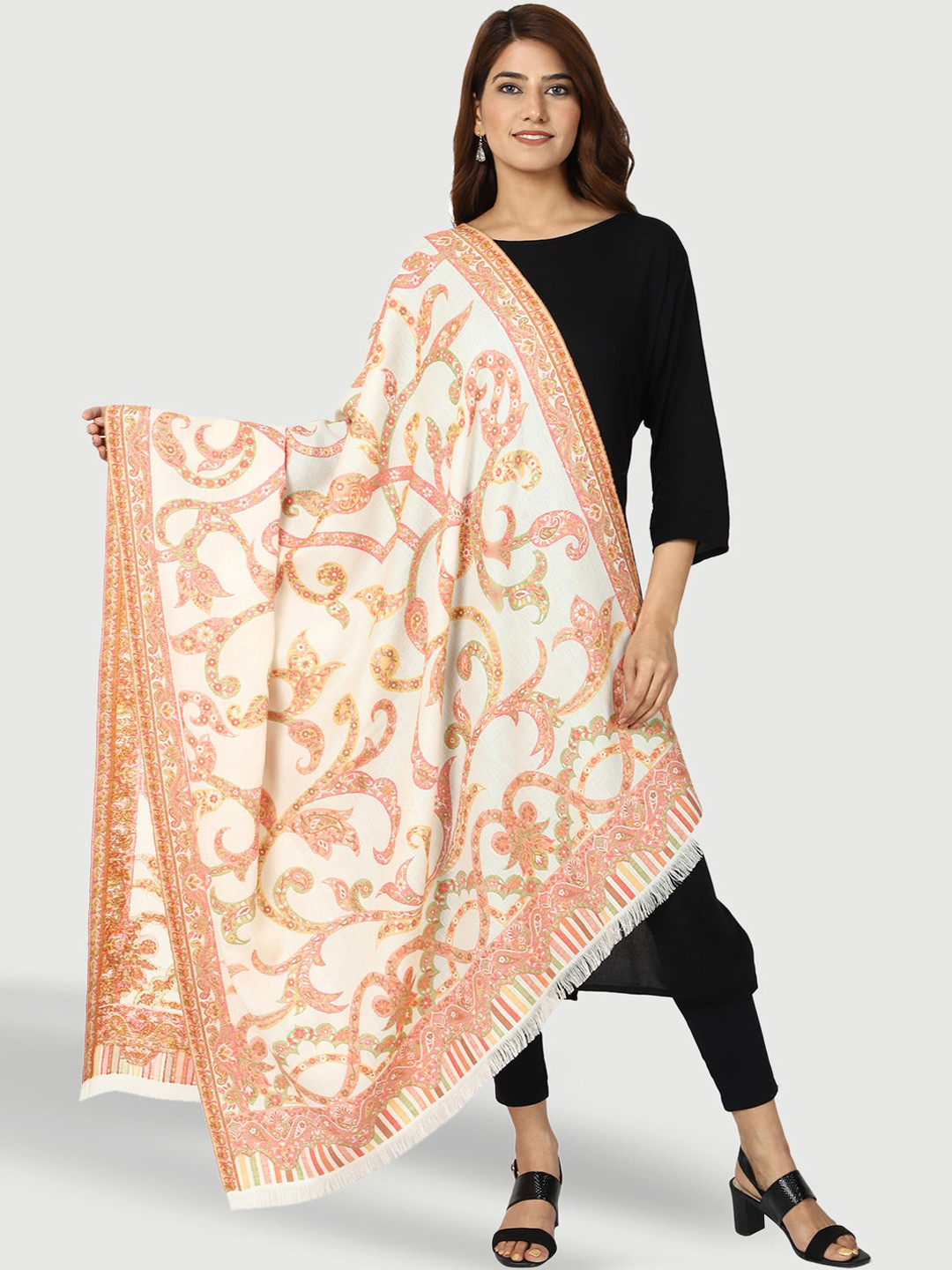 SWI Stylish Paisley Woven Design Jamawar Shawl