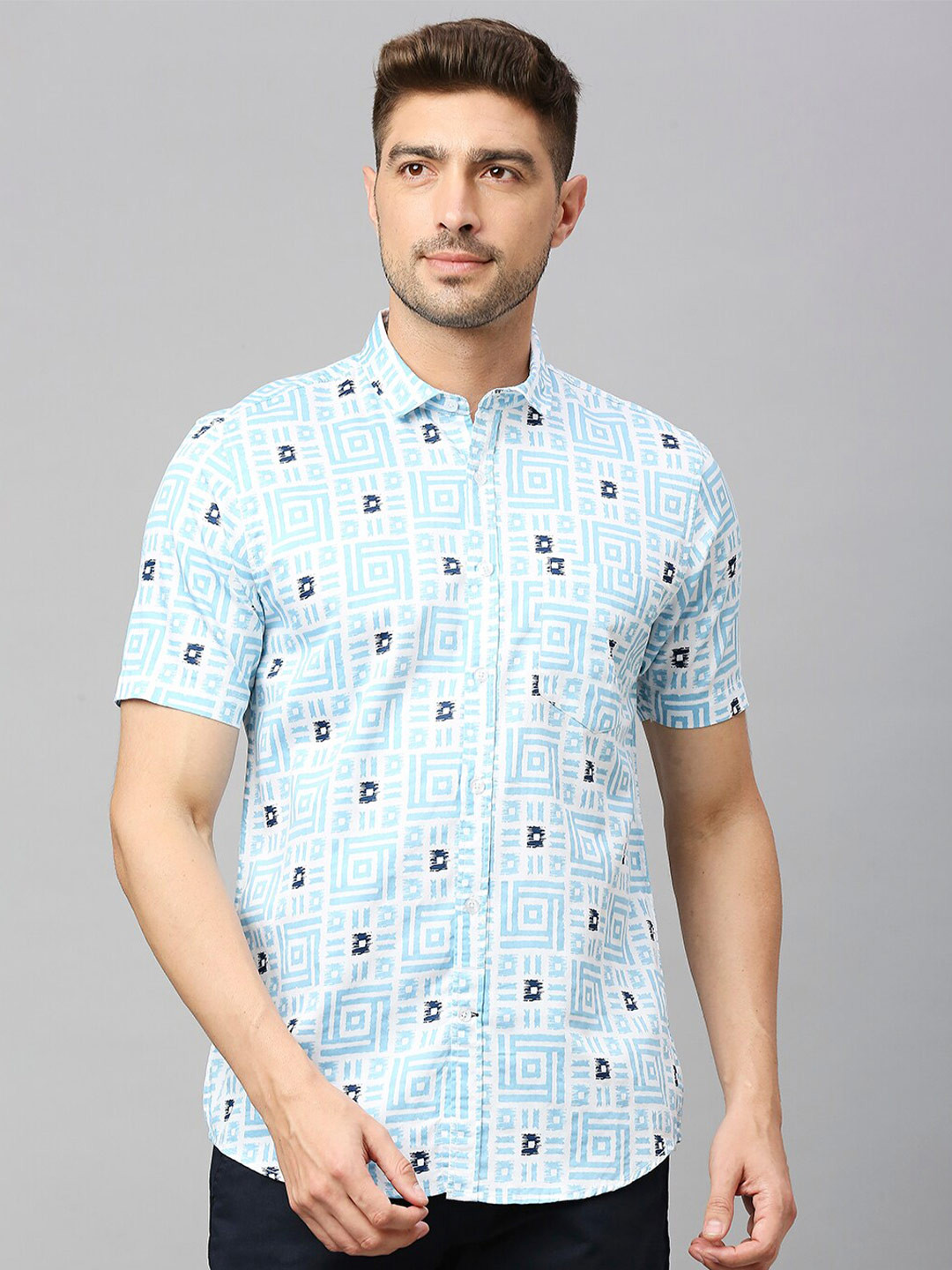Mast & Harbour Classic Slim Fit Printed Cotton Casual Shirt