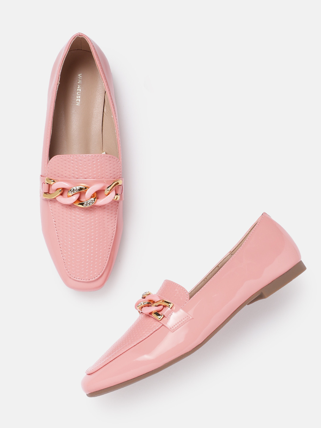 Van Heusen Woman Textured Loafers with Chain Detail