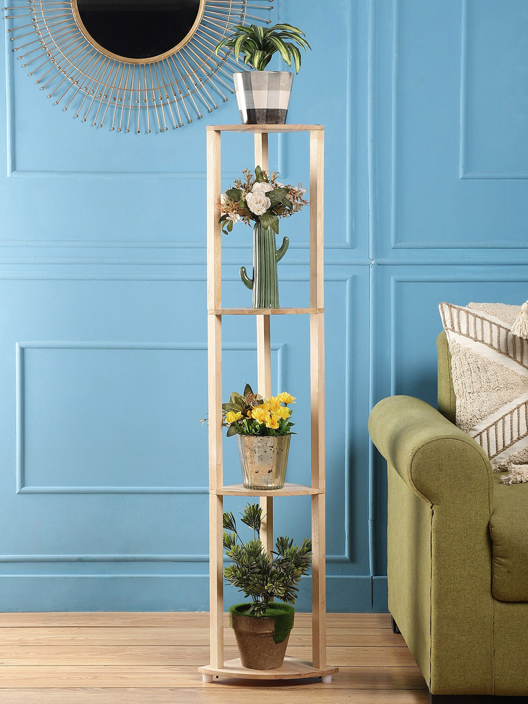 SANDED EDGE Zingo Cream-Colored Wooden Planter Stand