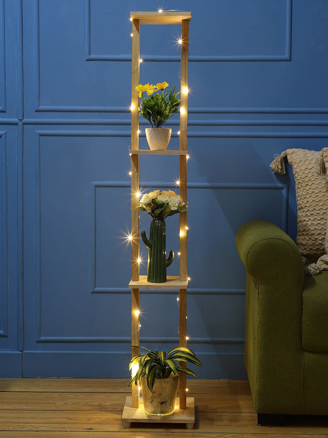 SANDED EDGE Beige Wooden Planter Stand