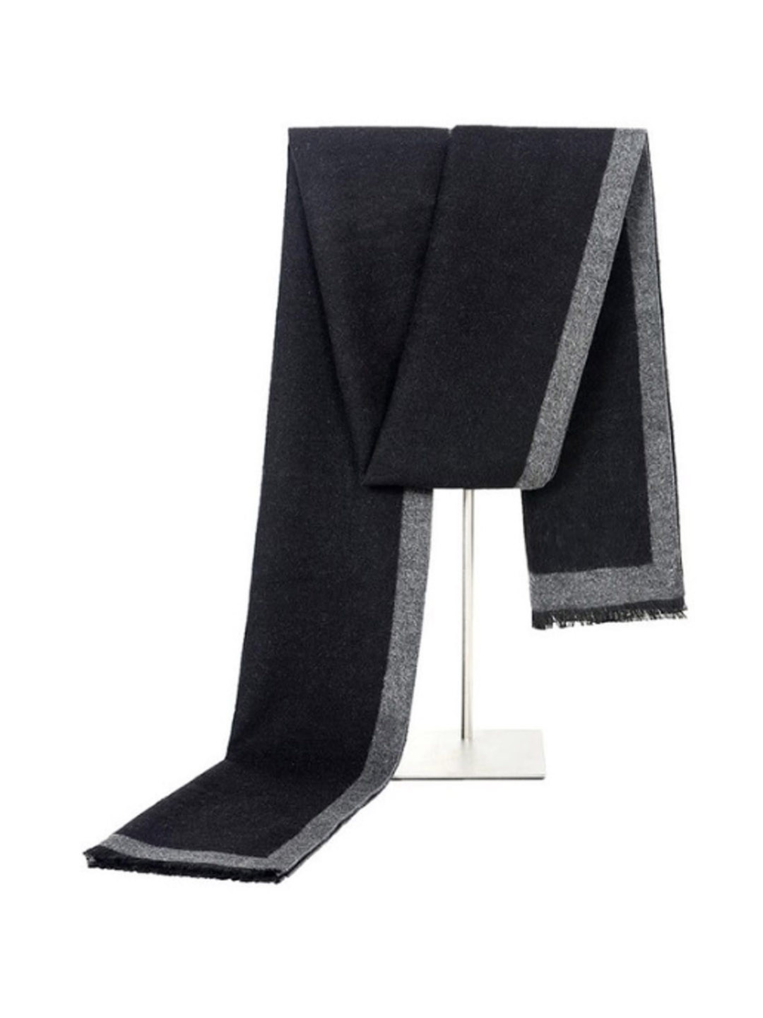 Alexvyan Women Black Solid Woolen Cashmere Soft Winter Muffler