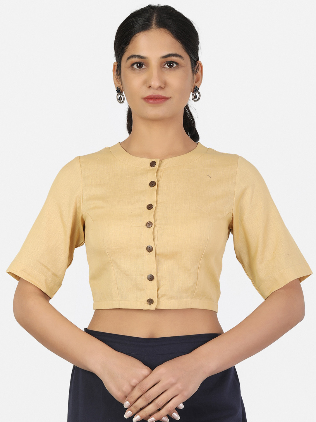 Llajja Pure Cotton Non Padded Front Button Saree Blouse