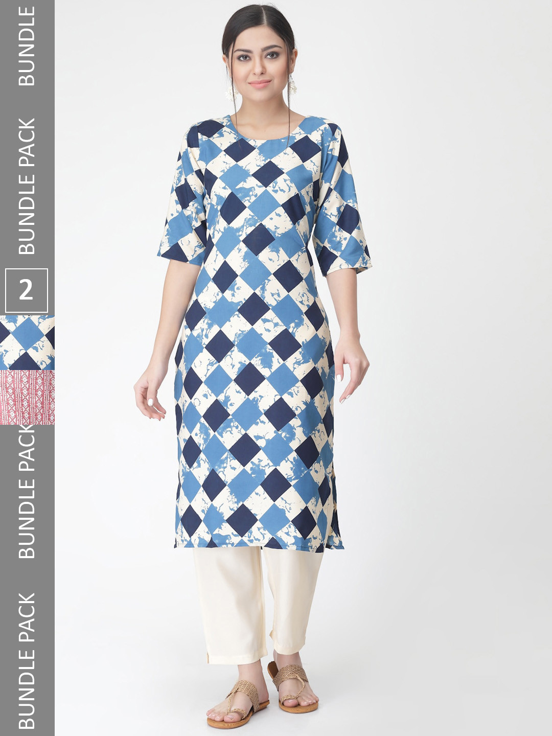 7Threads Pack Of 2 Ethnic Motif Printed Kurta With Trousers