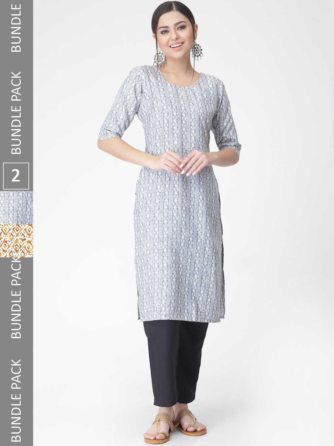 7Threads Pack Of 2 Ethnic Motif Printed Kurta With Trousers